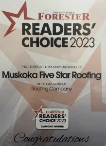 Huntsville Forester Muskoka Five Star Roofing Readers Choice Awards 2023